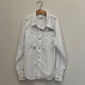 Columbia PFG Kids Fishing Shirt | Size 10-12 | White | Long Sleeve | Outdoor